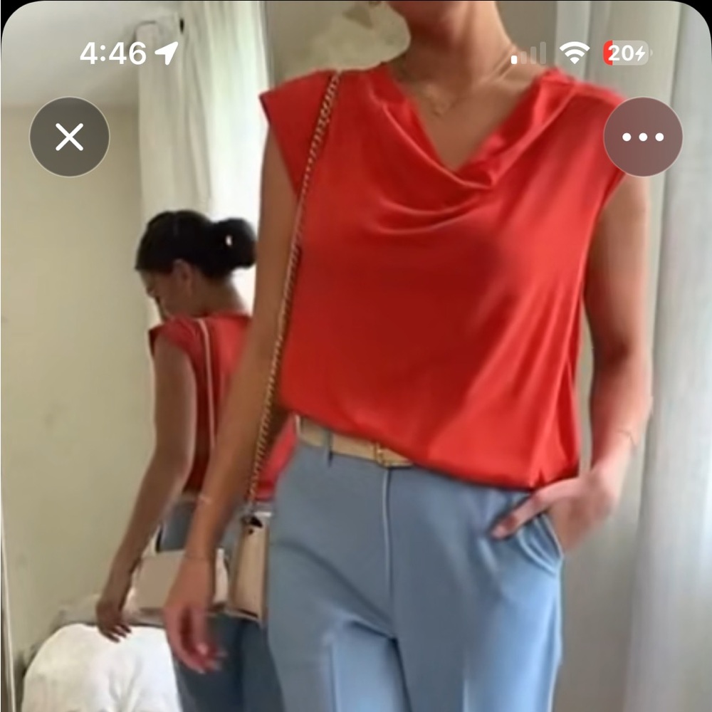 Elegant Drape Neck Red side tie Women's Top